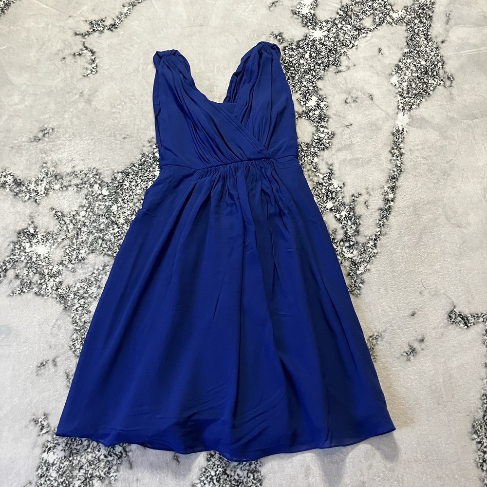 Boden Dress Womens Size 2 Blue‎ Mini Sleeveless Silk Draped Bodice Coctail